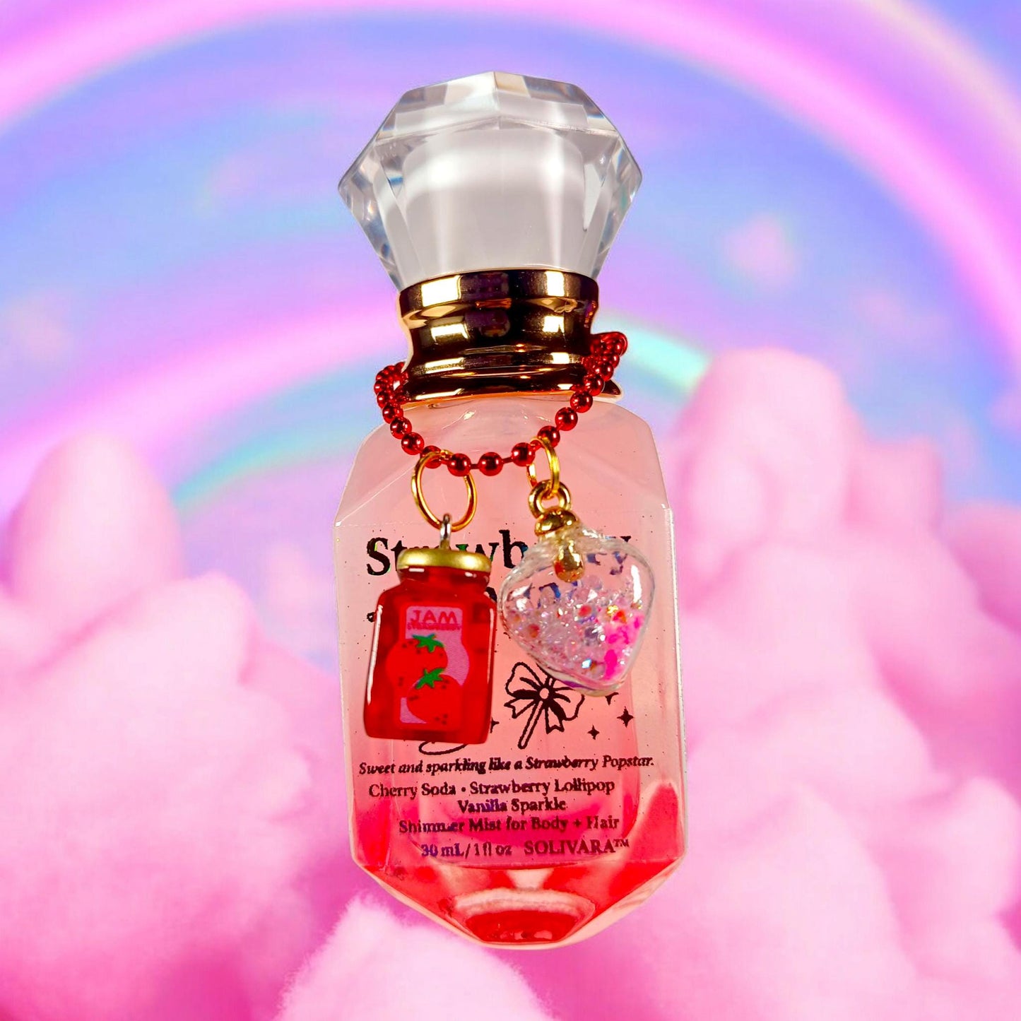 STRAWBERRY POPSTAR™ – Strawberry Soda Shimmer Mist w/ Glow Star and Strawberry Charm | Candy Perfume Spray 30mL Y2K Coquette Aesthetic
