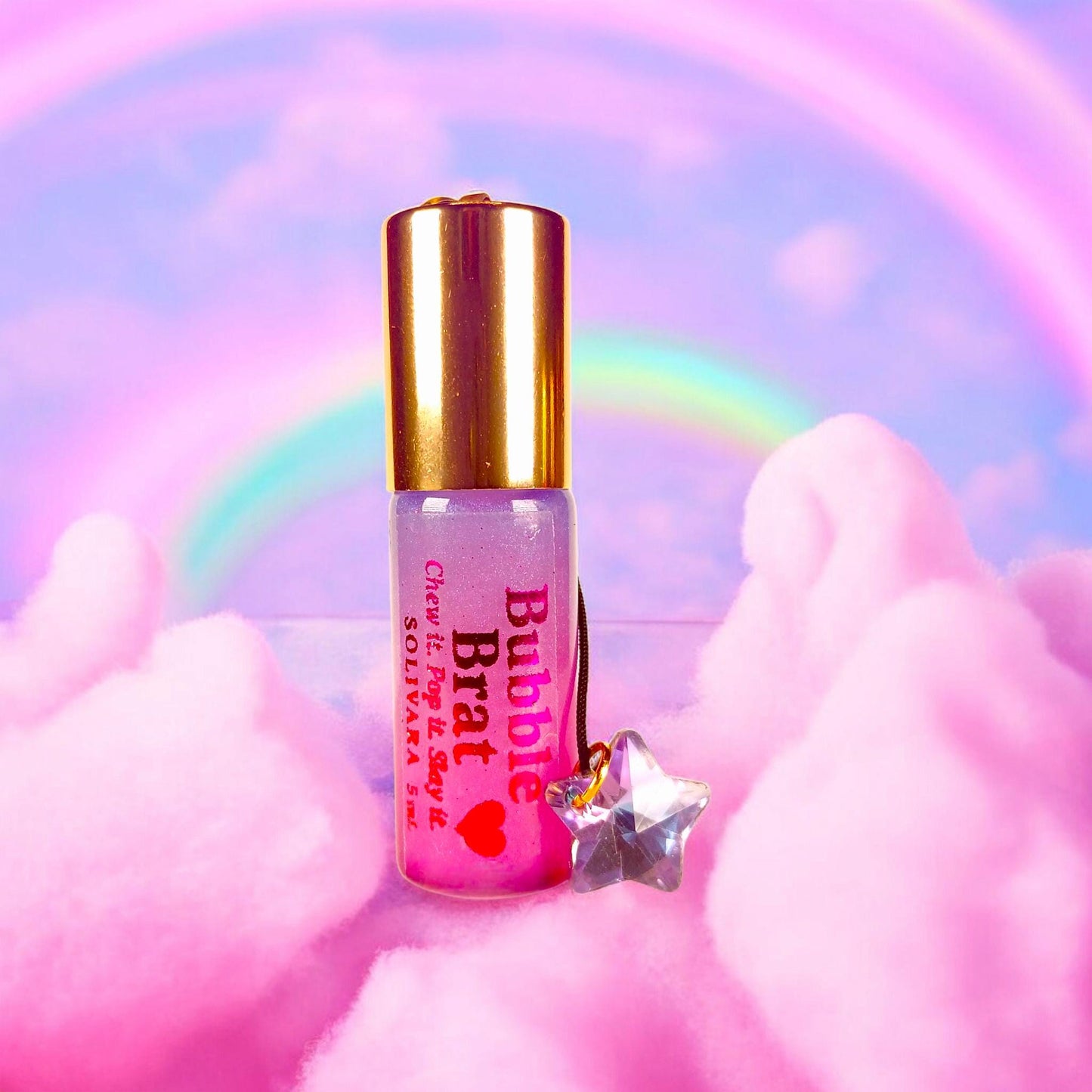 Bubble Brat™ – Bubblegum & Strawberry Marshmallow Perfume | 5mL Gradient Keychain Rollerball Perfume Oil | Candycore by Solivara™