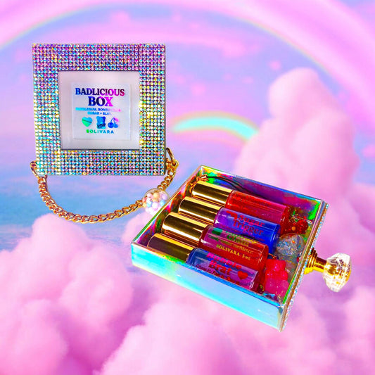 Badlicious Box™ – Candy Perfume Gift Set | 4 x 5mL Shimmer Rollerball Perfumes with Charm | Candycore Baddie Collection by Solivara™